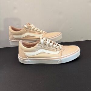 Vans Ward Low Top Canvas Sneakers Peach Pink White Stripe Womens 8.5